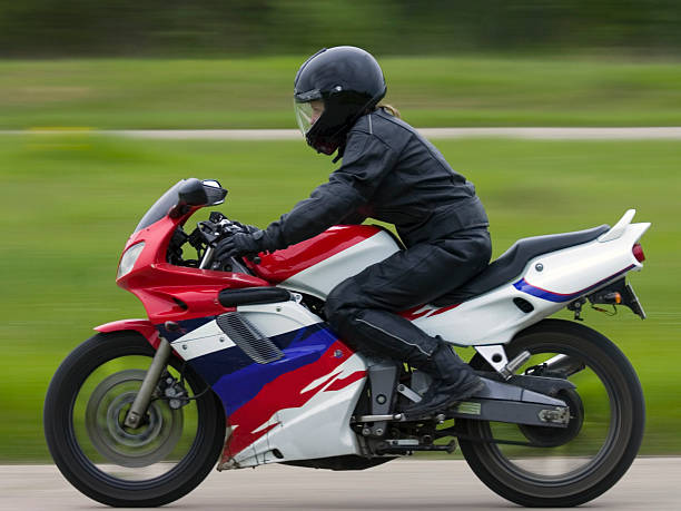 young woman on the motorcycle